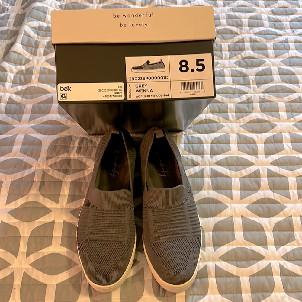 Ladies dark grey Wonderly slip on flats